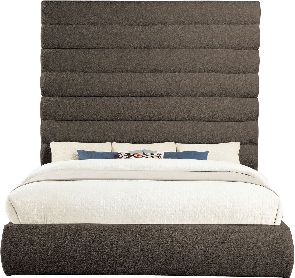 Adam - Boucle Fabric Bed With 89" Headboard