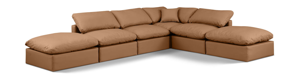 Indulge - Faux Leather 6 Piece Modular Armless Sectional