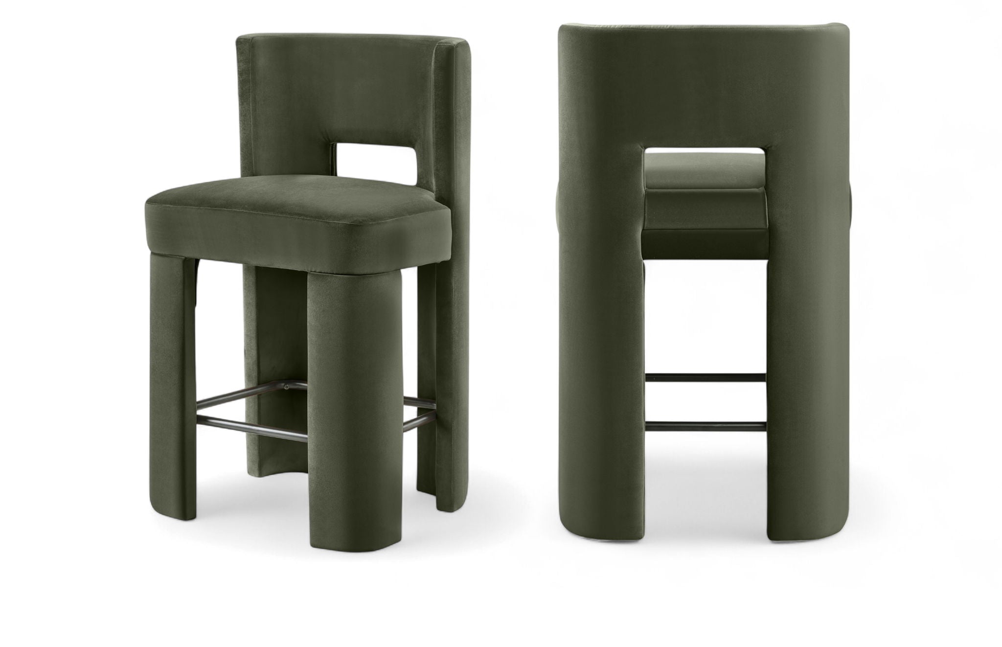Zuno - Velvet Performance Fabric Upholstered Counter Stool (Set of 2)