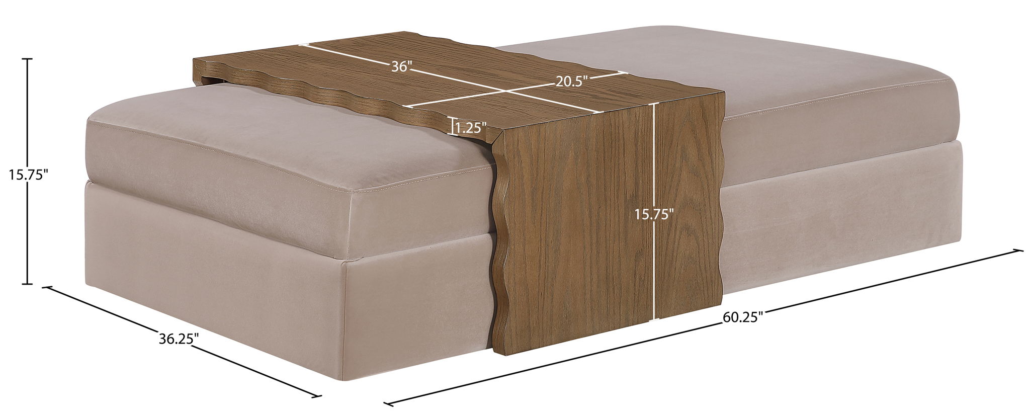 Woodra - Velvet Coffee Table/Ottoman