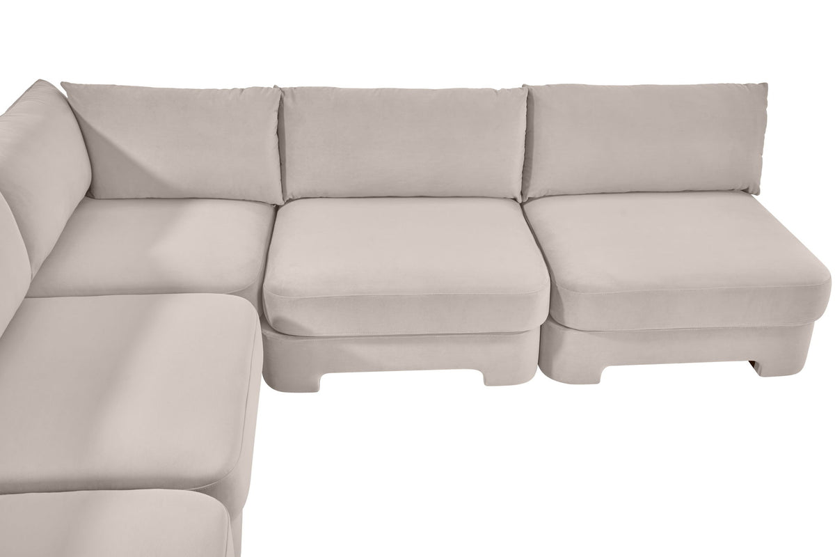 Hammond - Velvet Performance Fabric Upholstered 5 Piece Armless Sectional