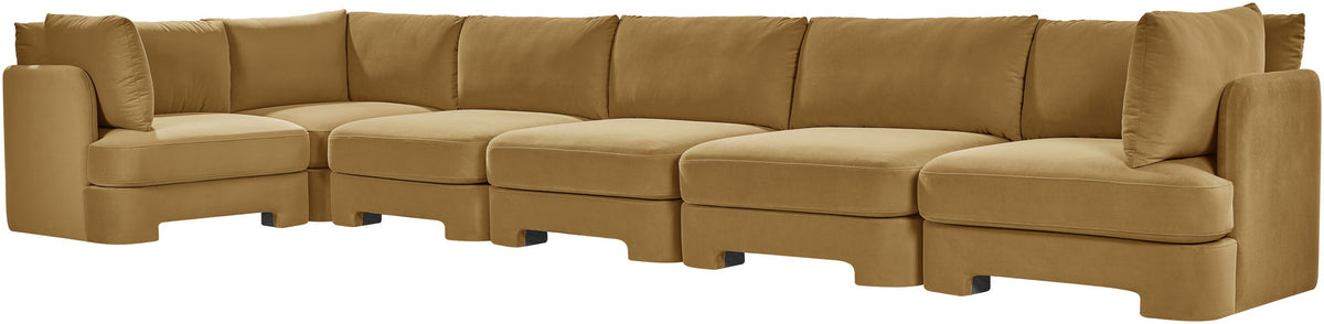 Hammond - Velvet Performance Fabric Upholstered 6 Piece L-Shaped Sectional