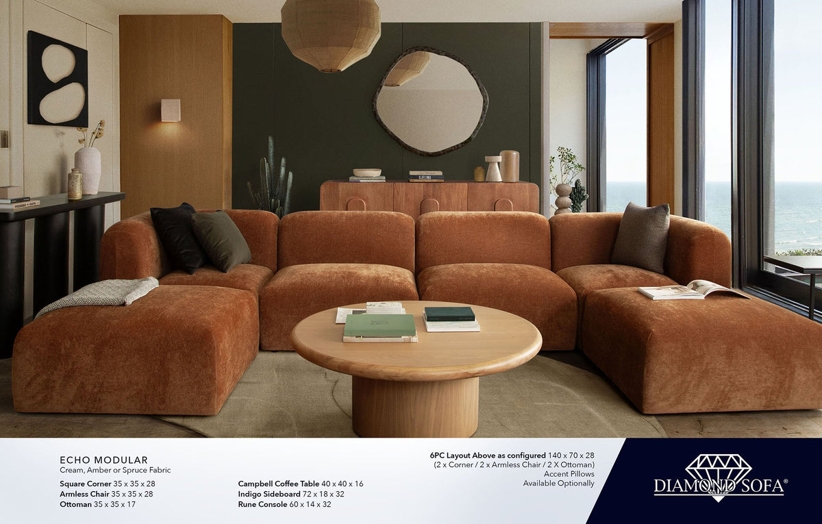 Echo 4PC Reversible Sectional in Amber Fabric