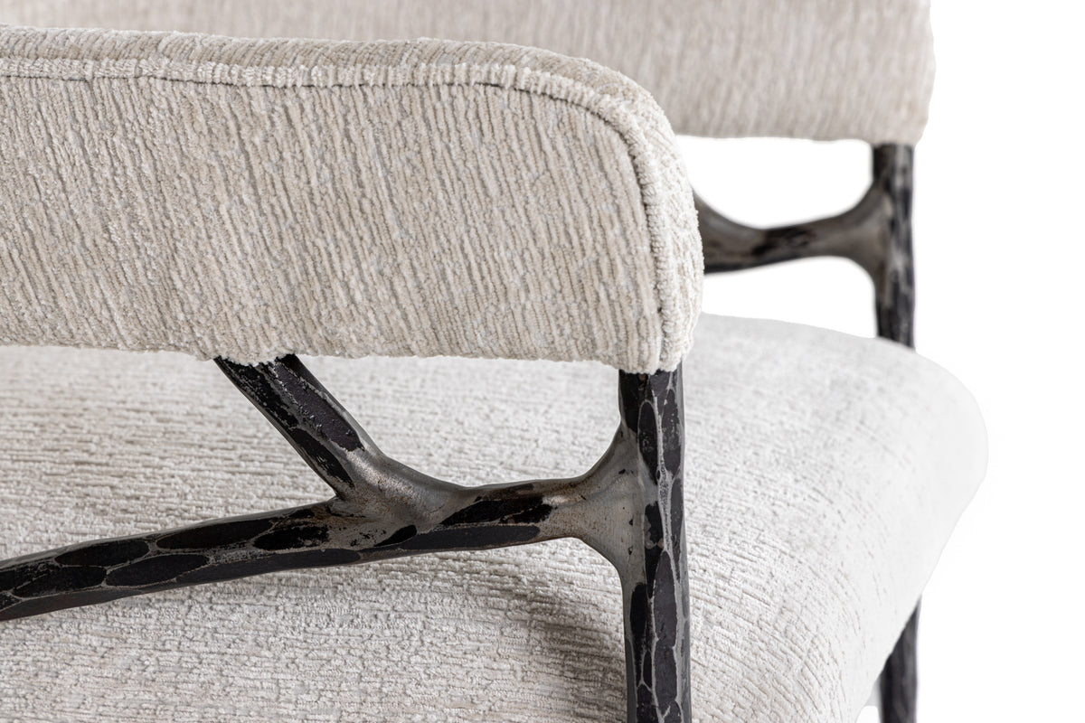 Ector - Modern Off-White Fabric + Forged Metal Accent Chair