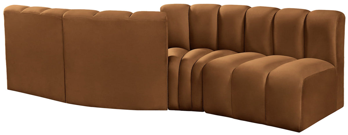Arc - Velvet 4 Piece Sofa - Saddle