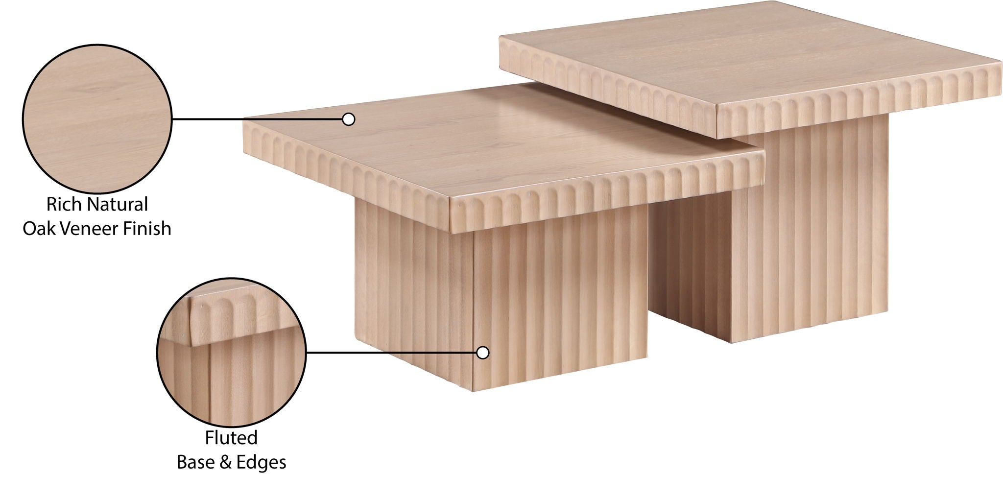 Spencer - 15" Oak Veneer 2 Piece Coffee Table
