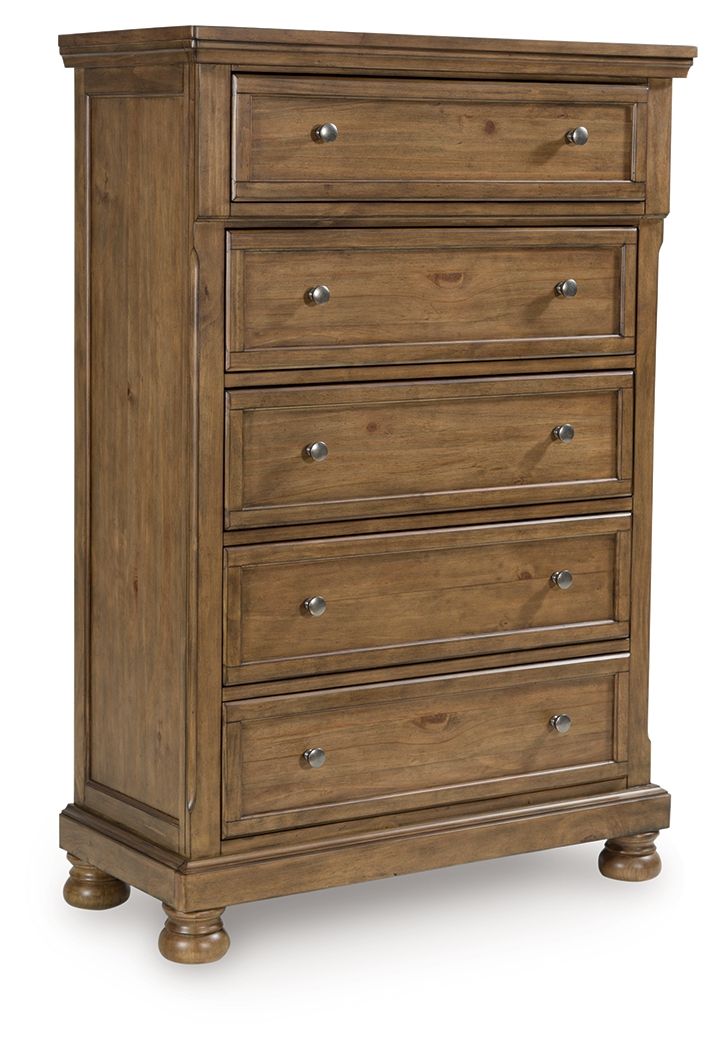 Feddinger - Five Drawer Chest - Medium Brown