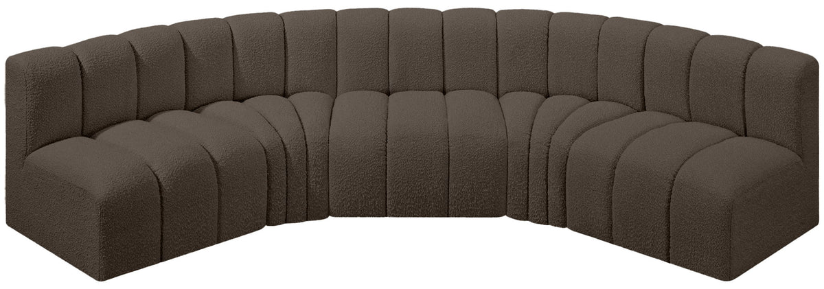 Arc - Boucle Fabric 5 Piece U-Shaped Modular Sofa