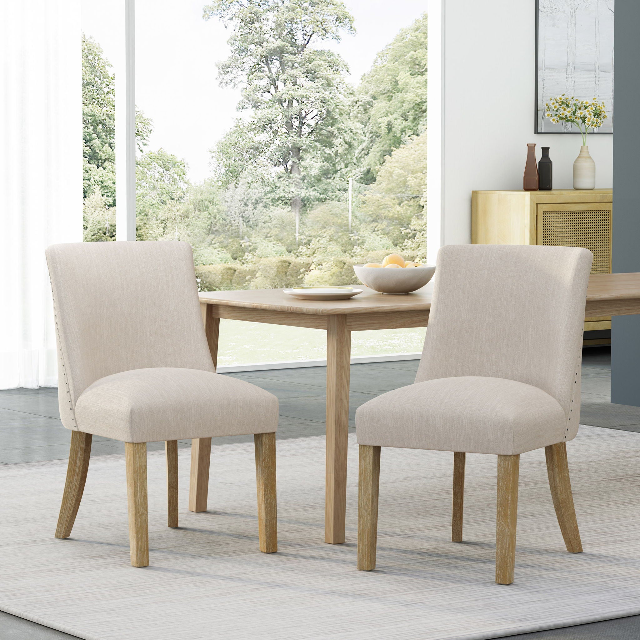 Classic Fabric Dining Chair (Set of 2) - Beige
