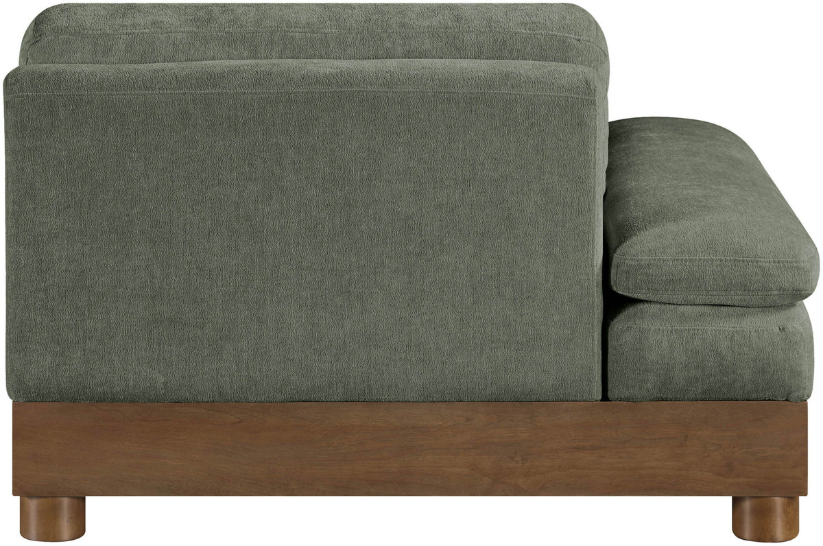 Turin - Chenille Fabric Upholstered Modular Arm Chair - Walnut Base