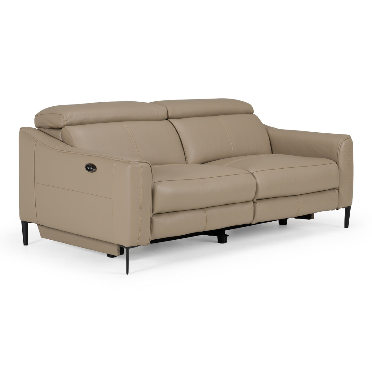 Eden - Modern Taupe Leather Loveseat with 2 Recliners - original 1