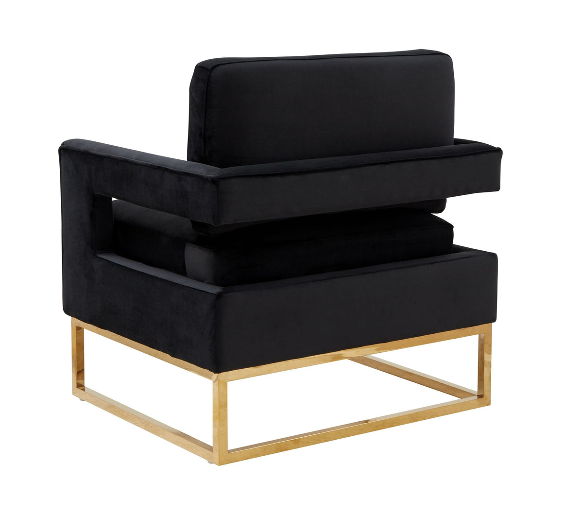 Edna - Modern Black Velvet & Gold Accent Chair