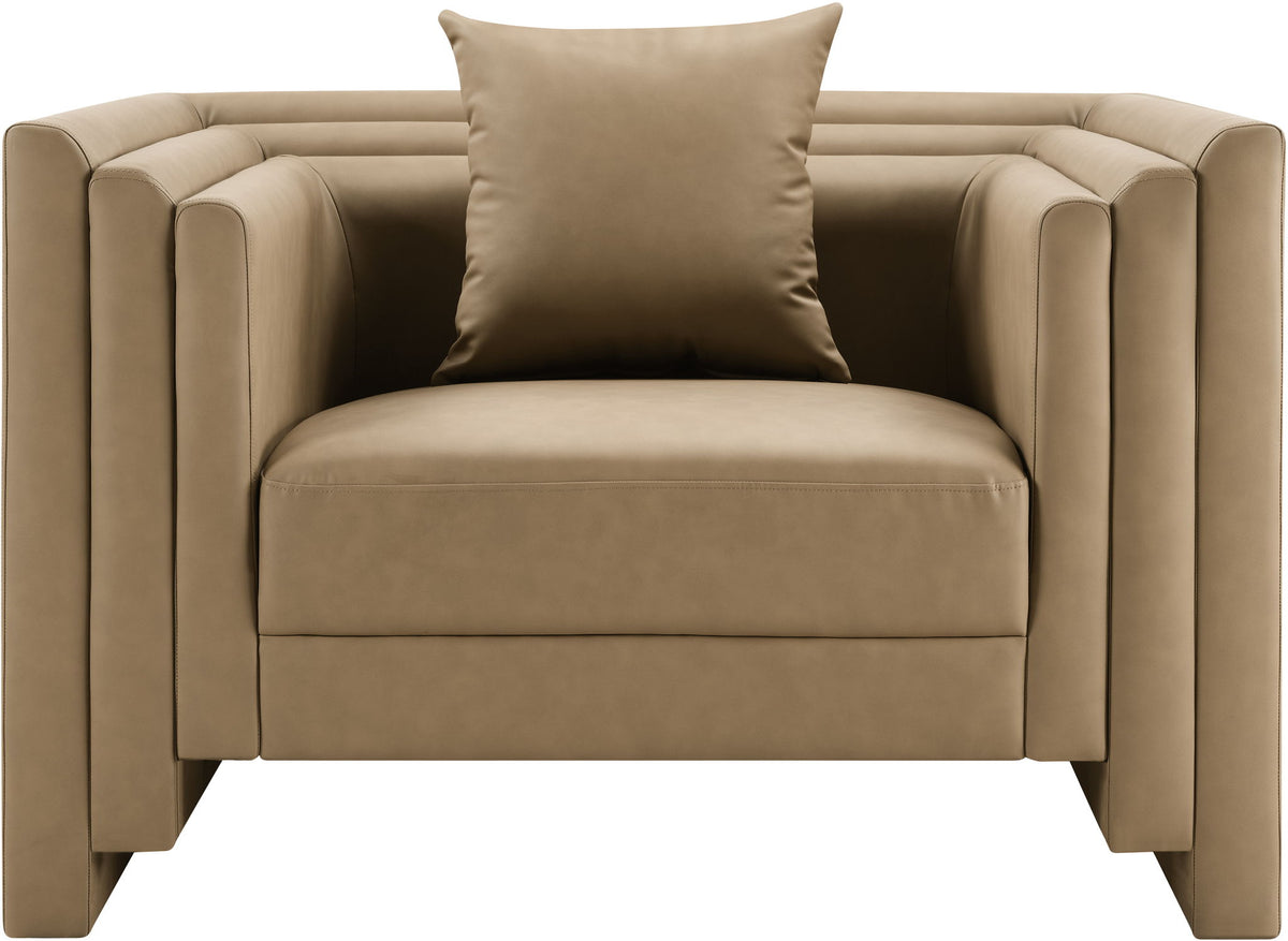 Everett - Vegan Leather Upholstered Chair - Tan