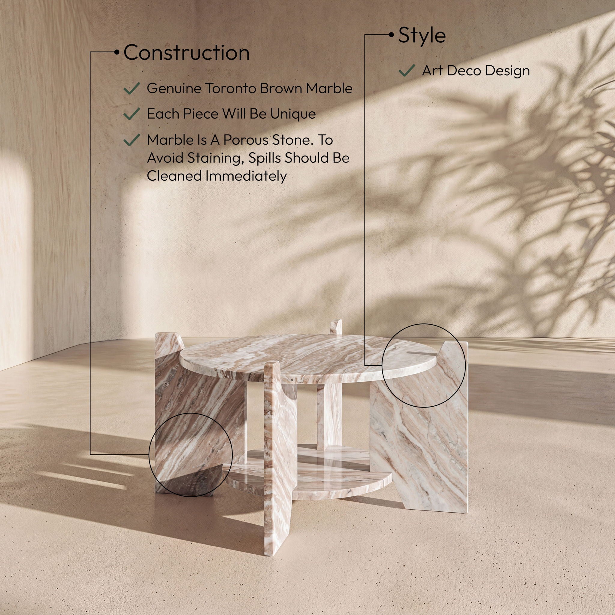Soriano - Genuine Marble Table