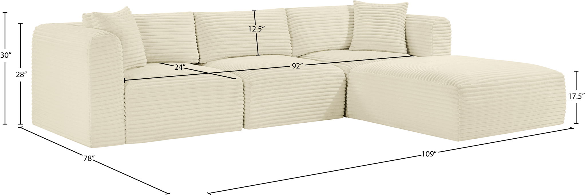 Shaggy - 4 Piece Modular Sectional