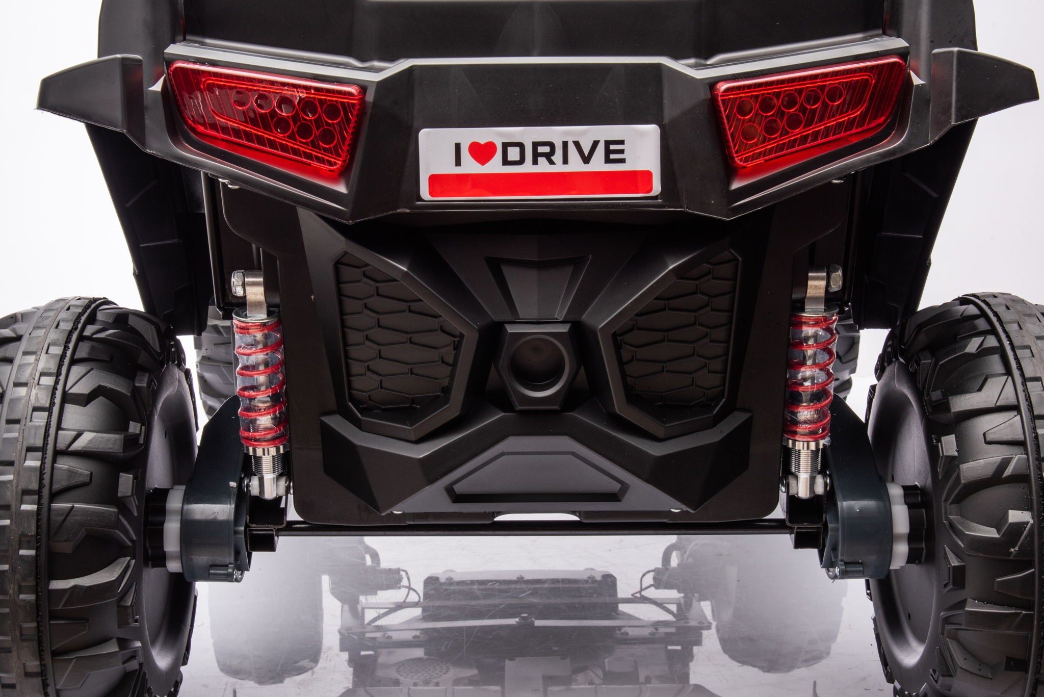 12V7A*2 30W*4 Four-Wheel Drive Seat One Button Start, Forward And Backward, High And Low Speed, Music, Front Light, Power Display, Two Doors Can Open, 2.4G R / C, Seat Belt Four Wheel Absorber
