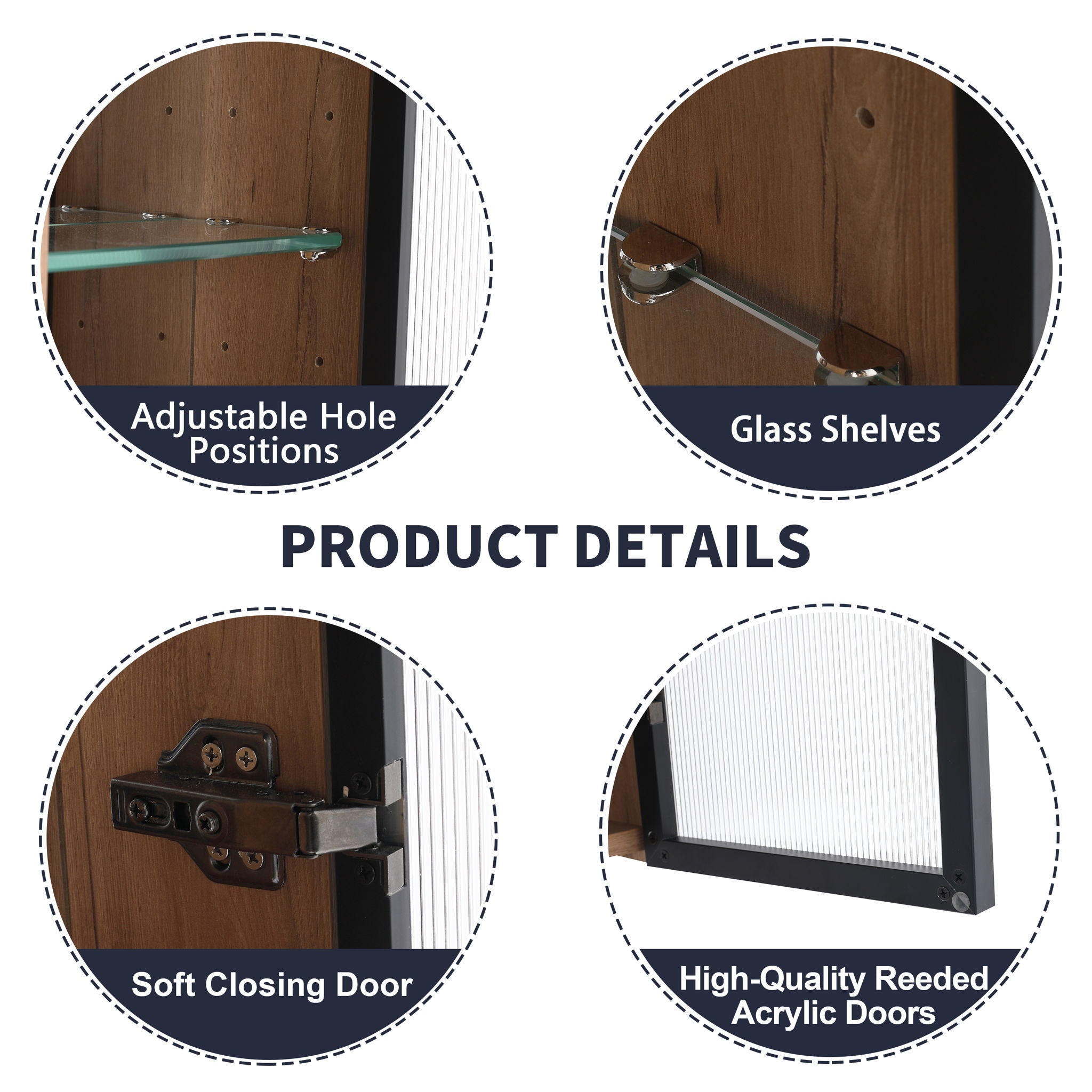 30" Wall Mounted Mirror Cabinet With Door - Imitative Oak
