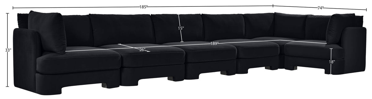 Hammond - Velvet Performance Fabric Upholstered 6 Piece L-Shaped Sectional
