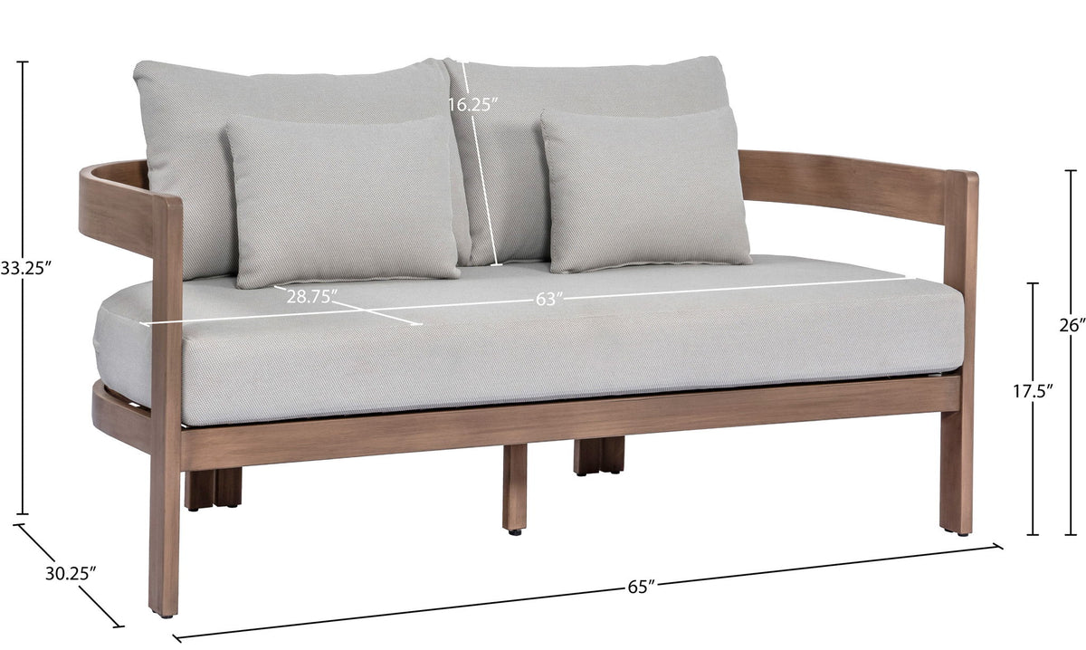 Newport - Water Resistant Fabric 65" Upholstered Outdoor Patio Loveseat