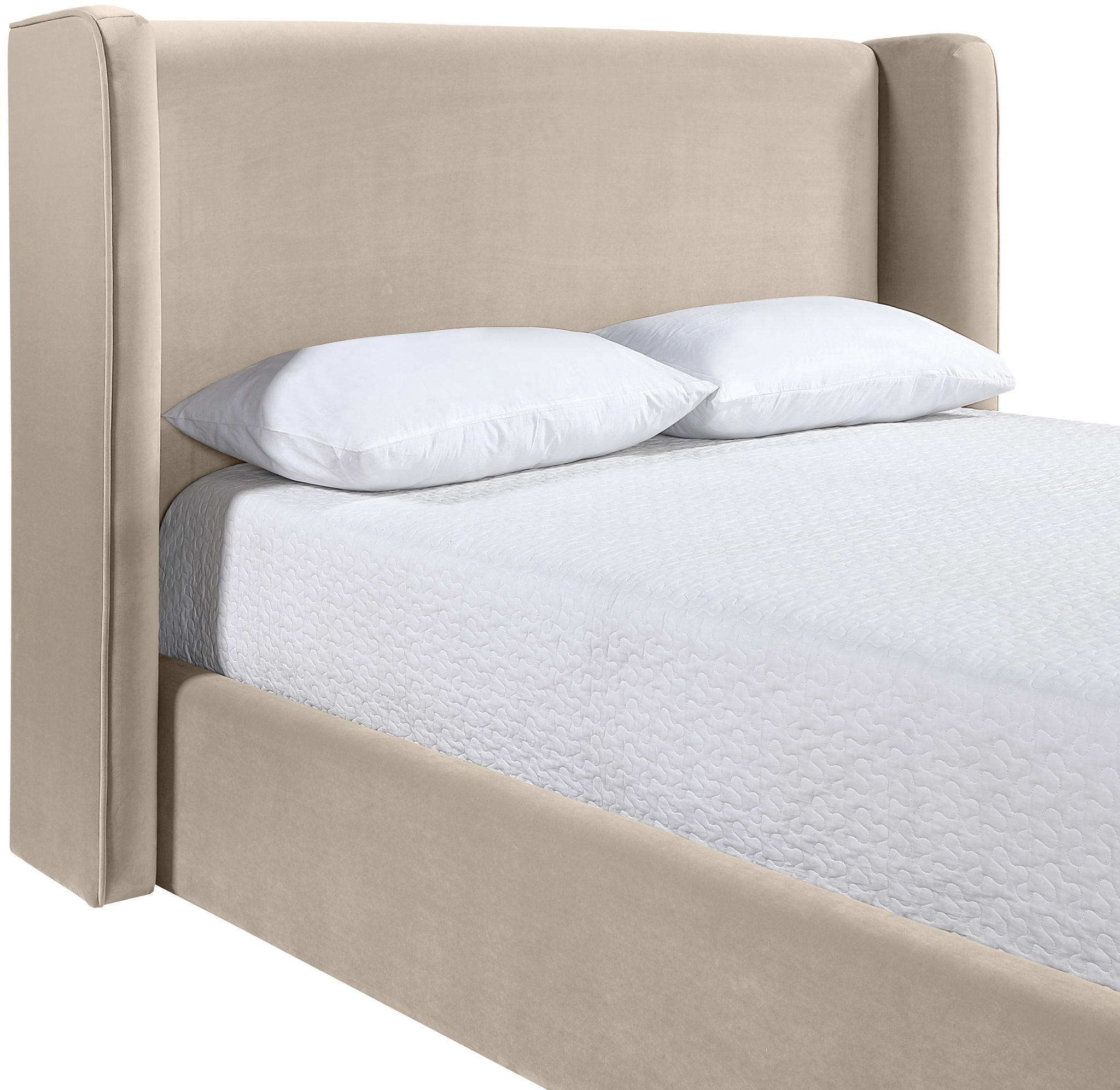 Kendall - Velvet Upholstered Bed - Cream