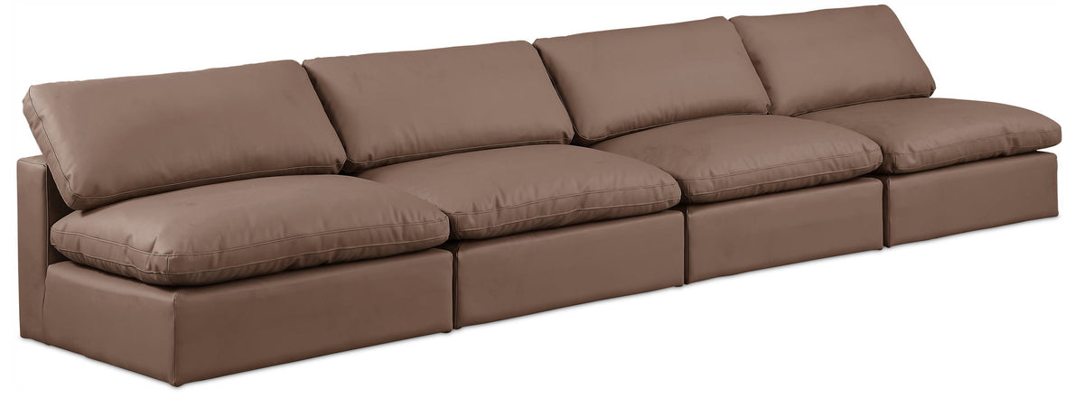 Comfy - Faux Leather Modular Armless Sofa 4 Seats