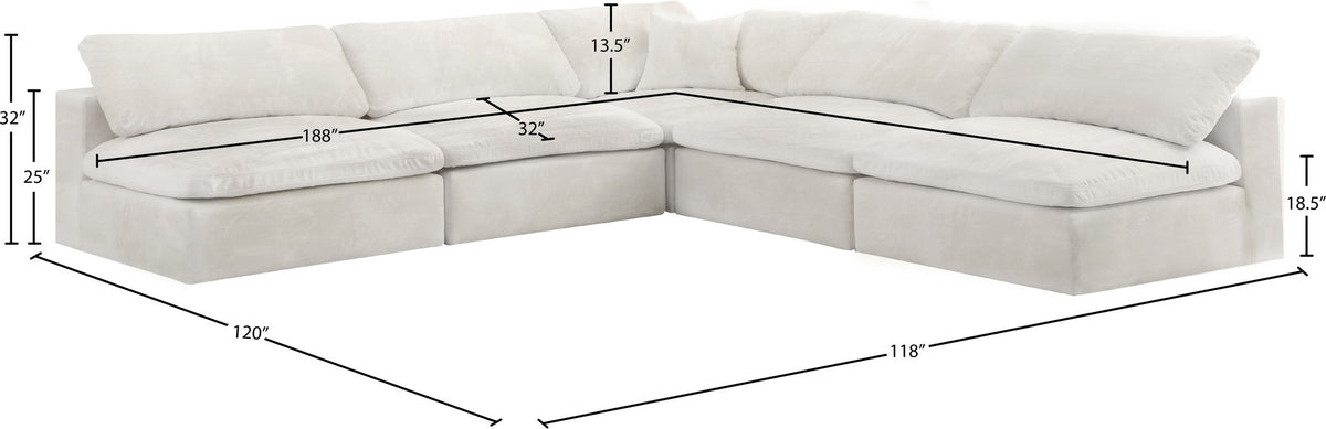 Cozy - 5 Piece Modular Corner Armless Sectional