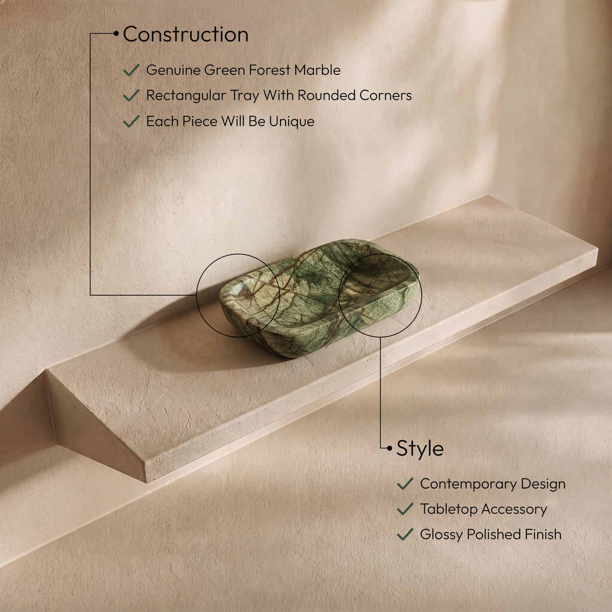 Joel - Genuine Marble Tray