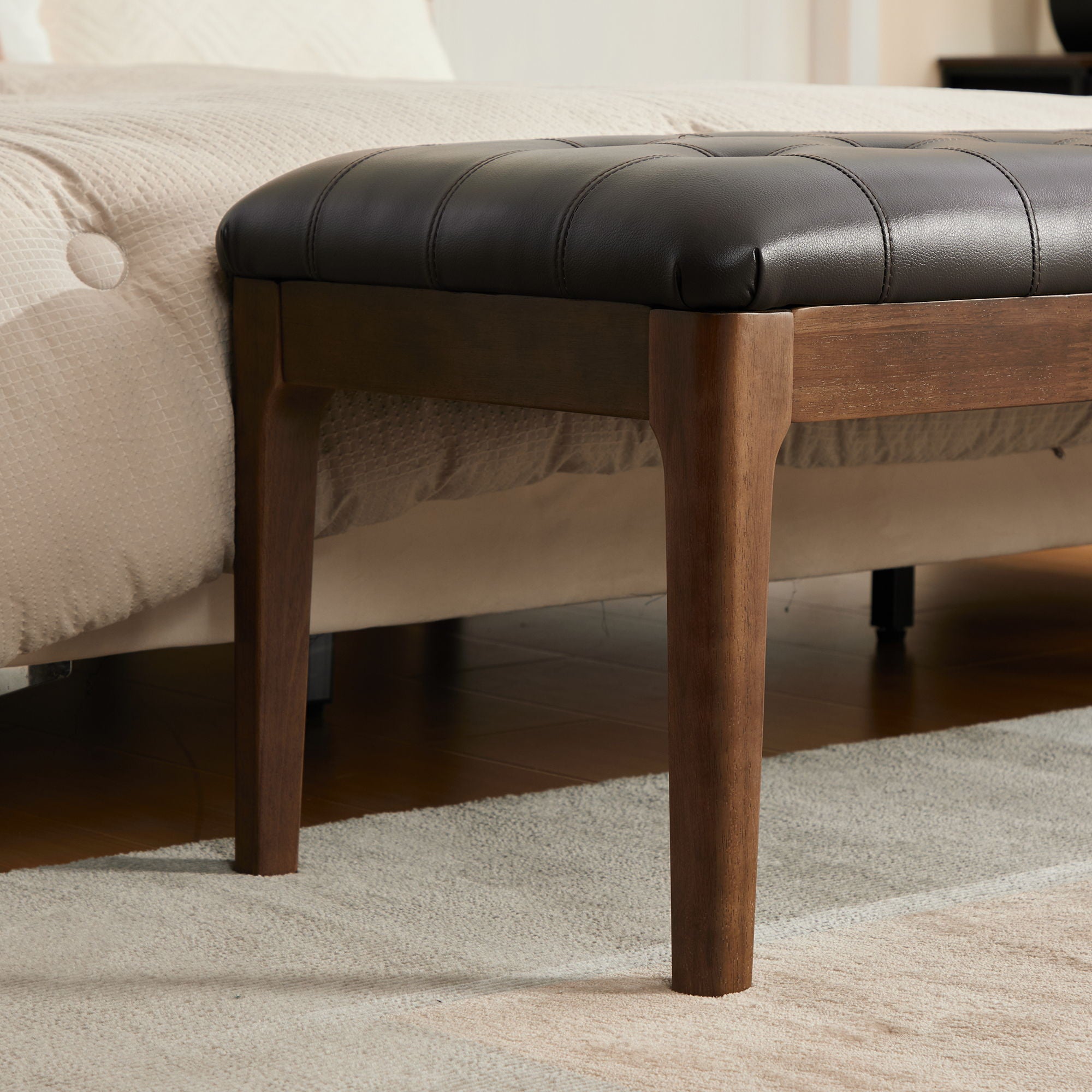 Upholstered End Of Bed Bench With Headrest