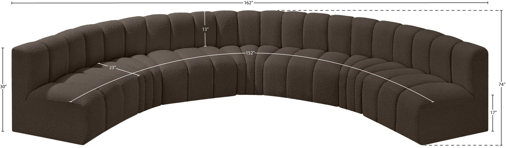 Arc - Boucle Fabric 7 Piece U-Shaped Modular Sofa