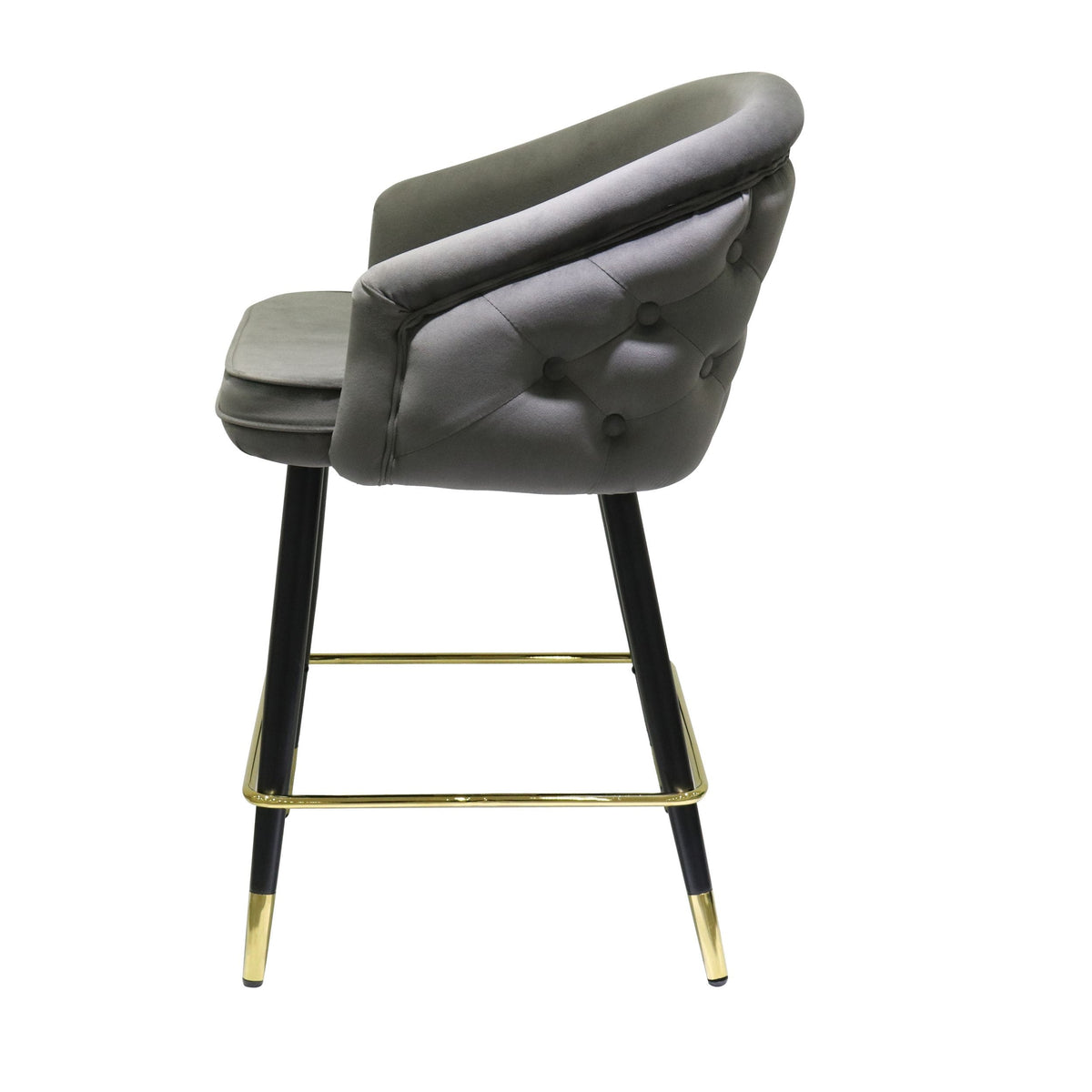 Elliot - Contemporary Grey & Black/Gold Dining Bar Stool (Set of 2)