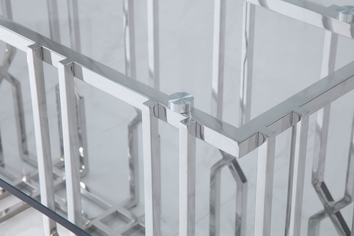 Ericson - Modern Glass & Stainless Steel Dining Table