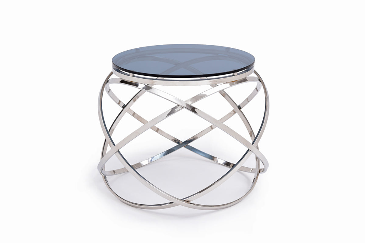 Tulare Contemporary Smoked Glass End Table