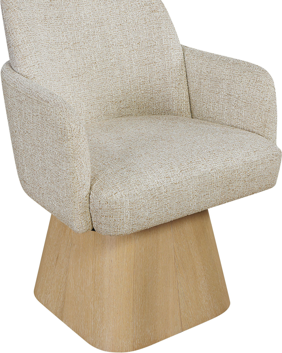 Marlowe - Linen Textured Fabric Upholstered Swivel Dining Arm Chair - Stained Natural