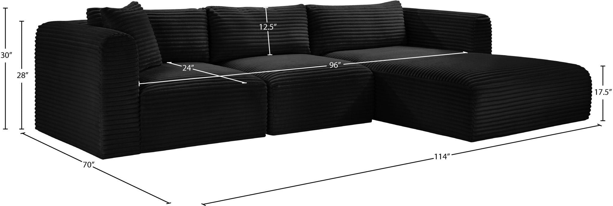 Shaggy - 3 Piece Modular Sectional