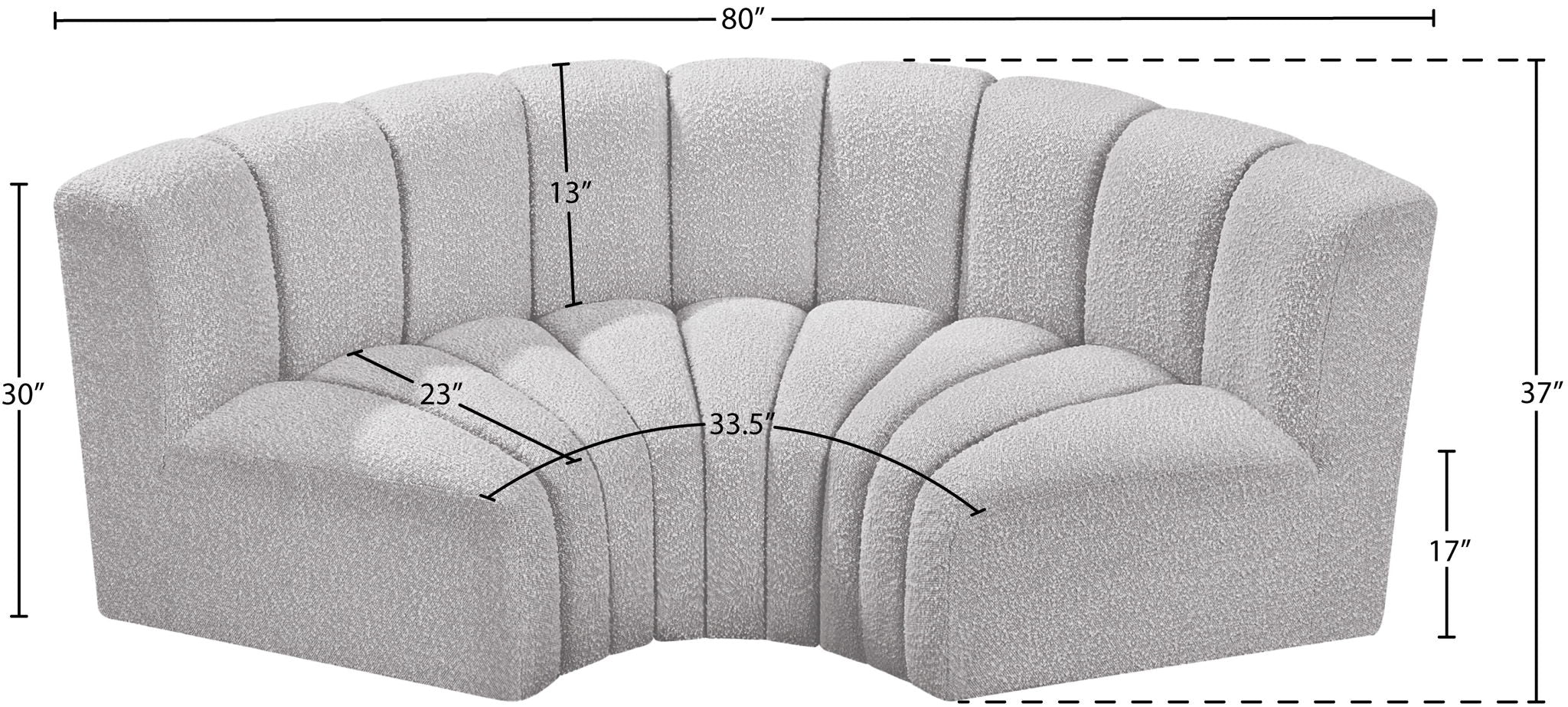 Arc - Boucle Fabric 3 Piece Modular U-Shaped Sofa