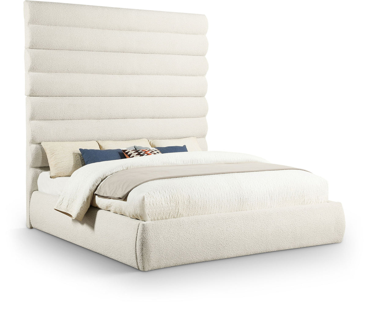 Adam - Boucle Fabric Bed With 89" Headboard