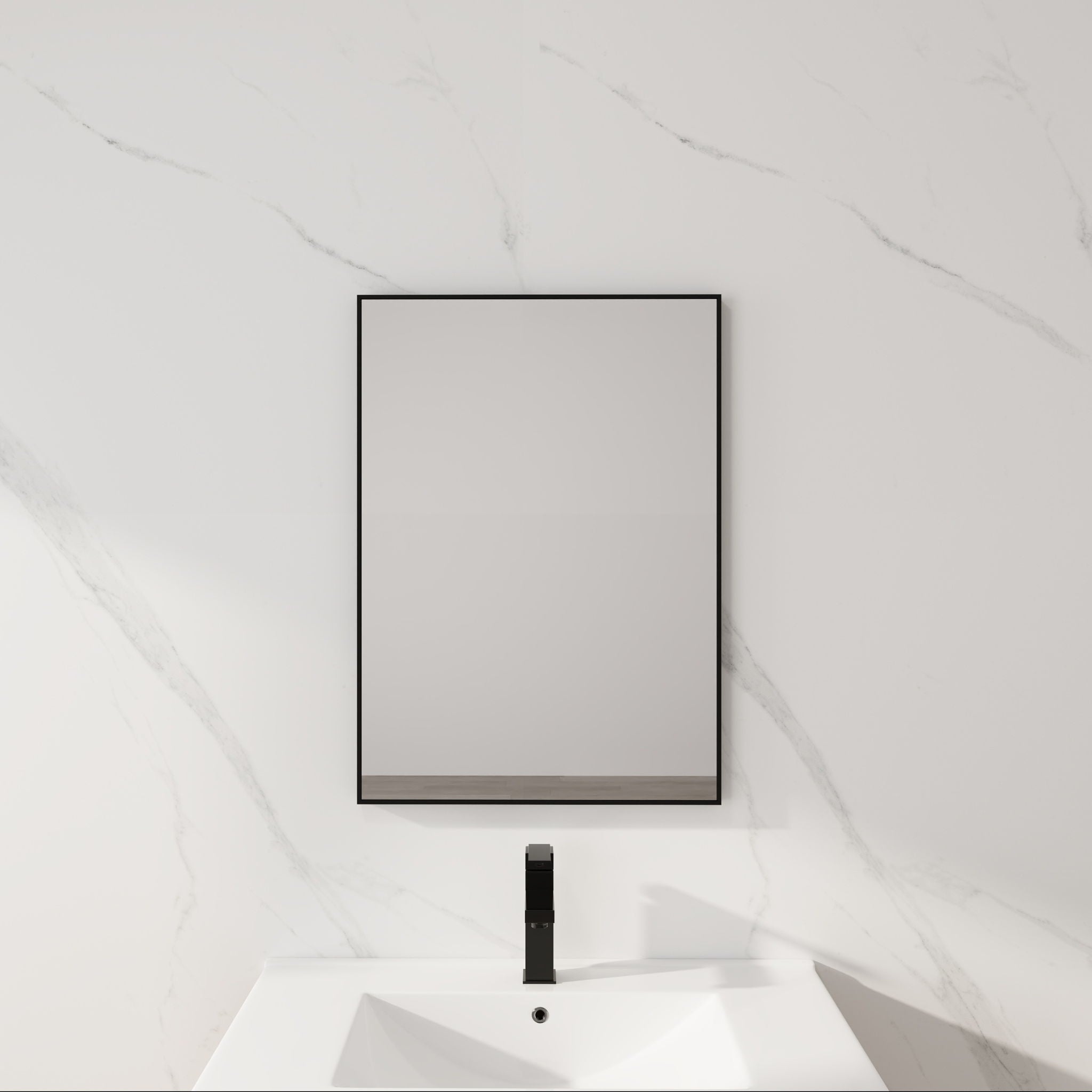 20" Rectangular Wall Mounted Mirror - Black