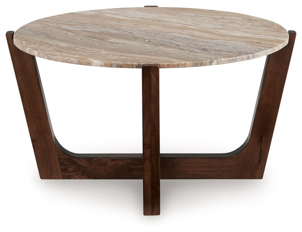 Tanidore - Round Cocktail Table - Warm Brown