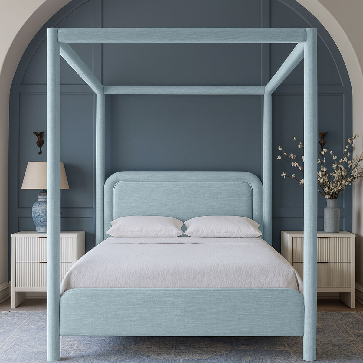 Salina - Linen Textured Fabric Upholstered Bed