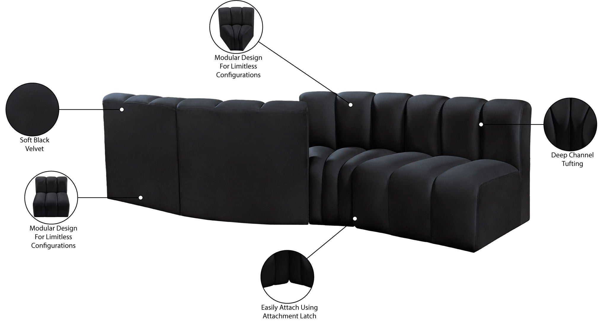 Arc - Velvet 4 Piece Sofa