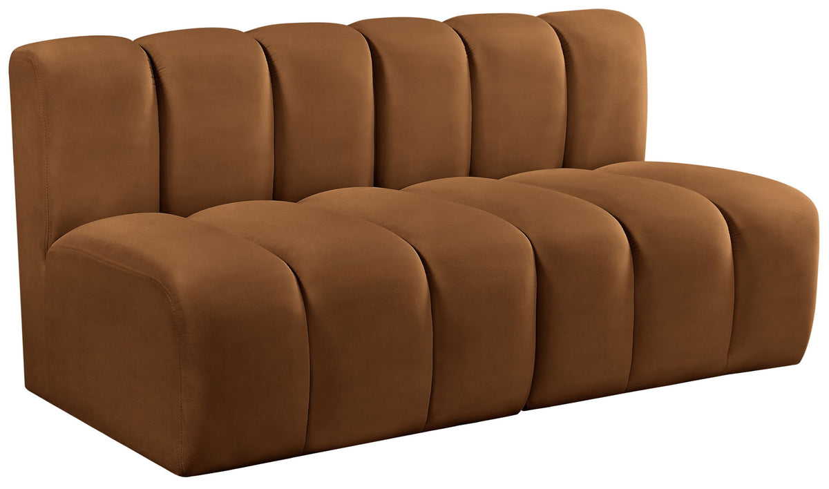 Arc - Velvet 2 Pieces Modular Sofa - Saddle