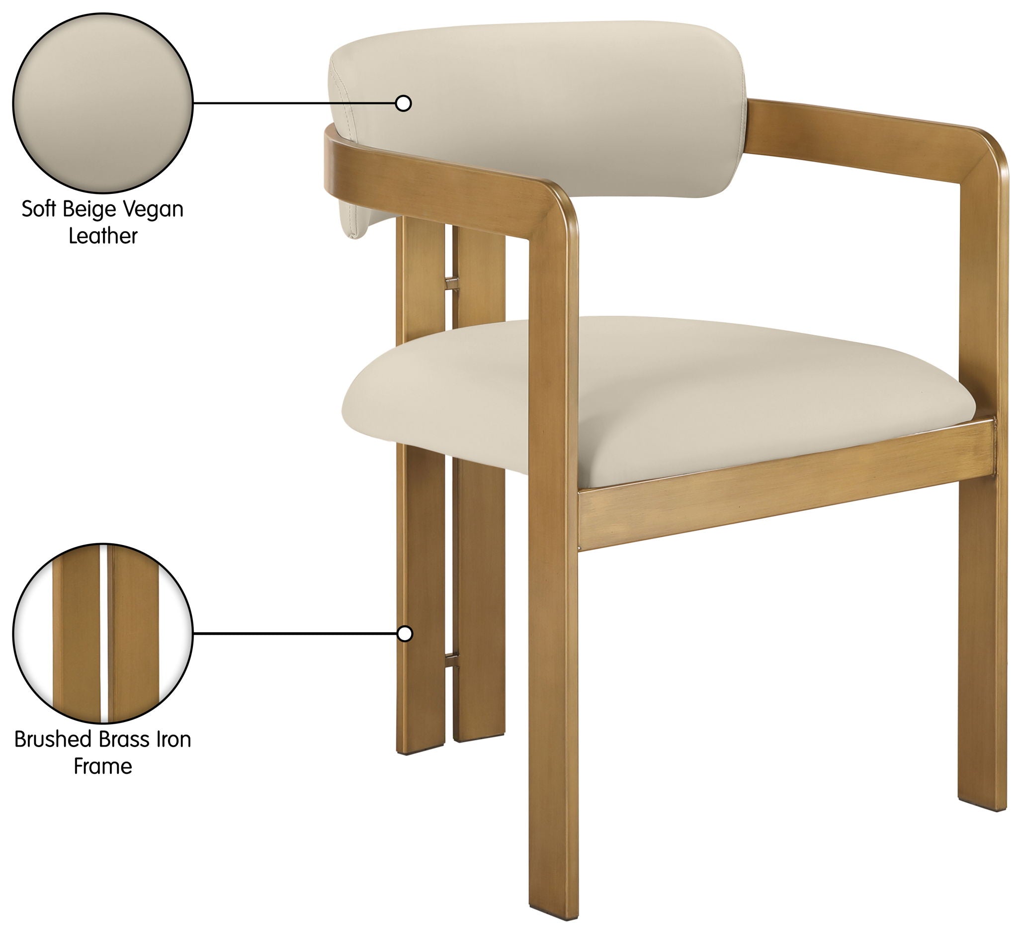 Aurum - Vegan Leather Upholstered Dining Chair With Brushed Brass Base (Set of 2)
