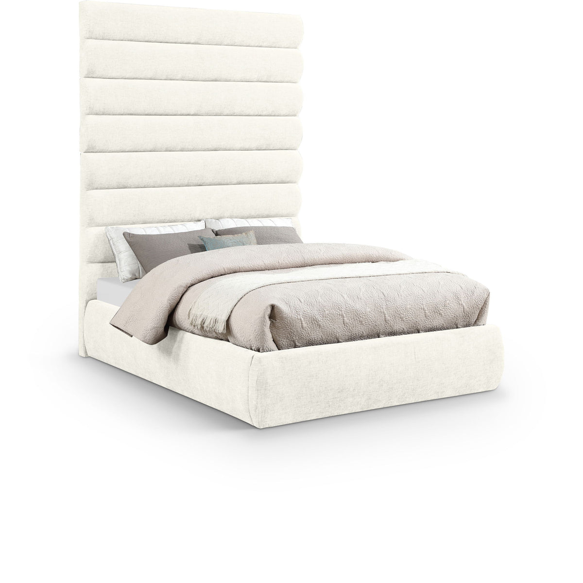 Adam - Chenille Fabric Bed With 89" Headboard