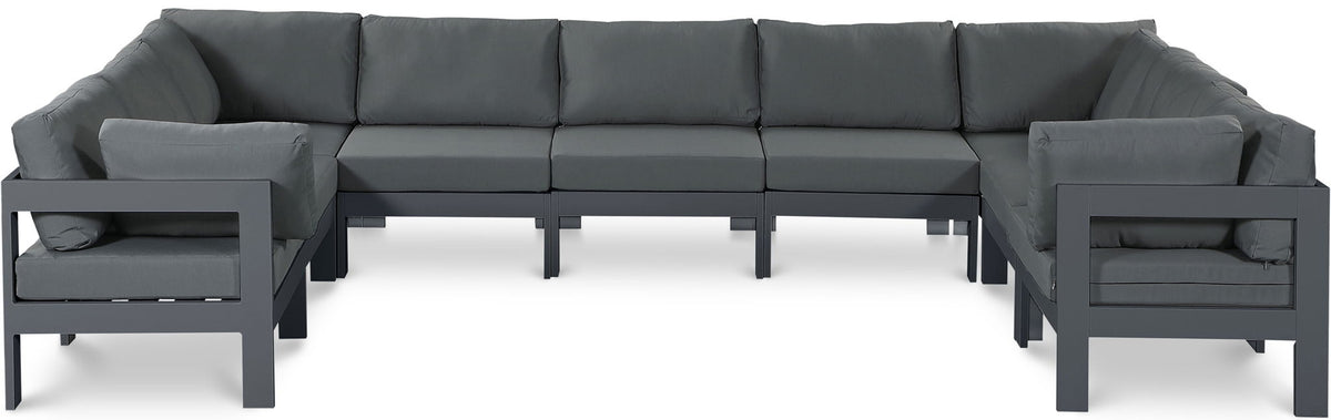 Nizuc - Outdoor Patio 9 Piece Modular Sectional With Gray Frame