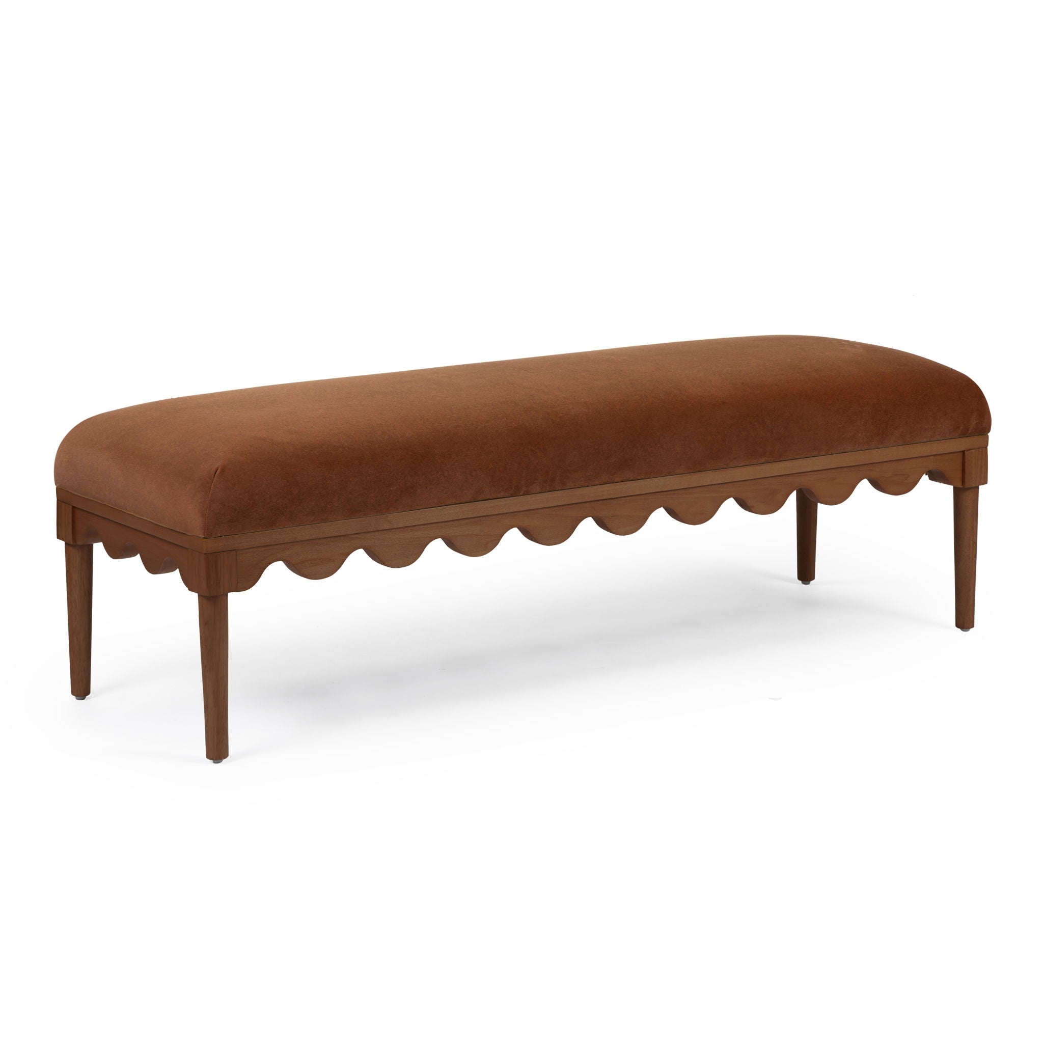 Oodle - Vegan Mohair Bench, Walnut Legs