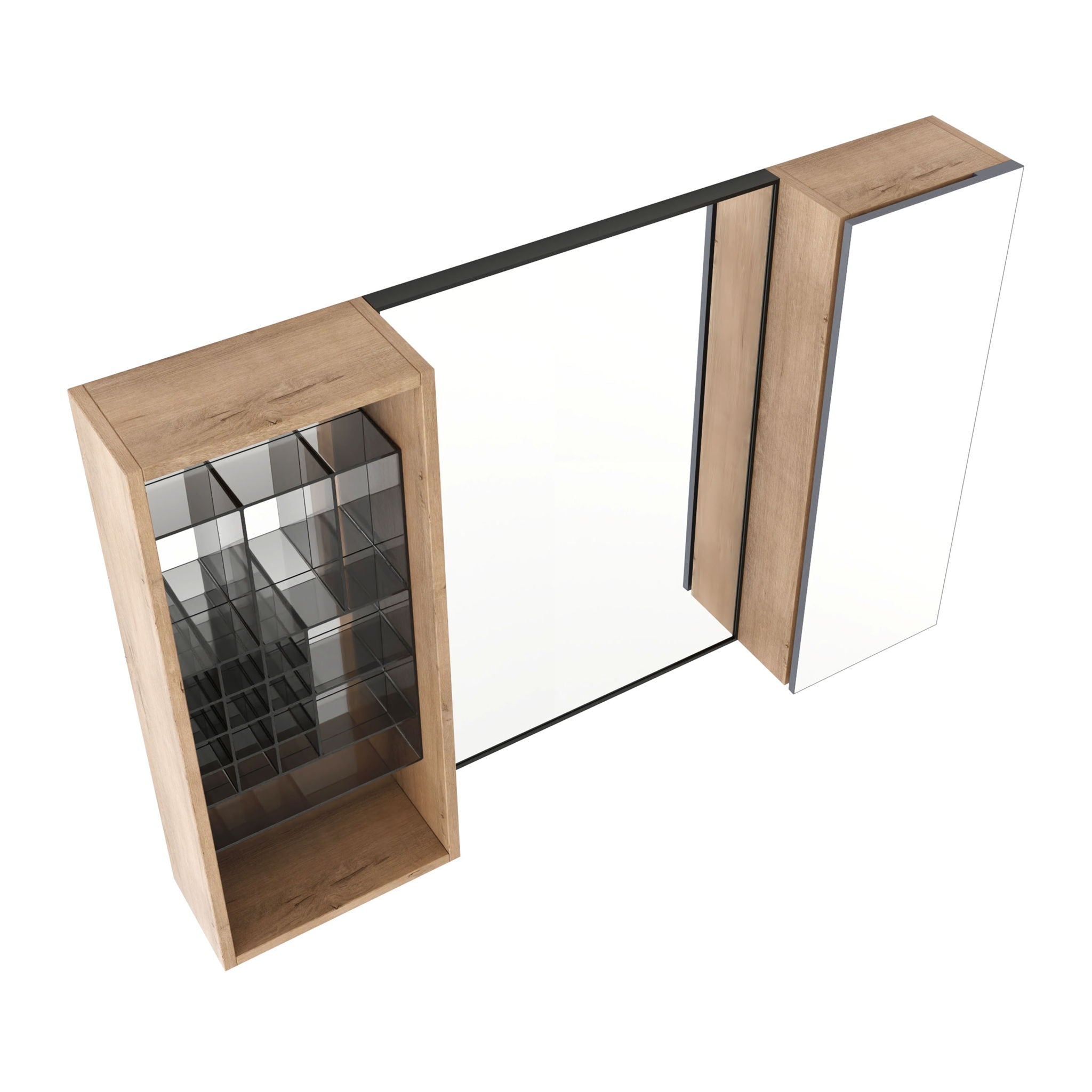 41.3" Wall Mounted Bathroom Cabinet With Adjustable Shelves Storage Unit - Imitative Oak