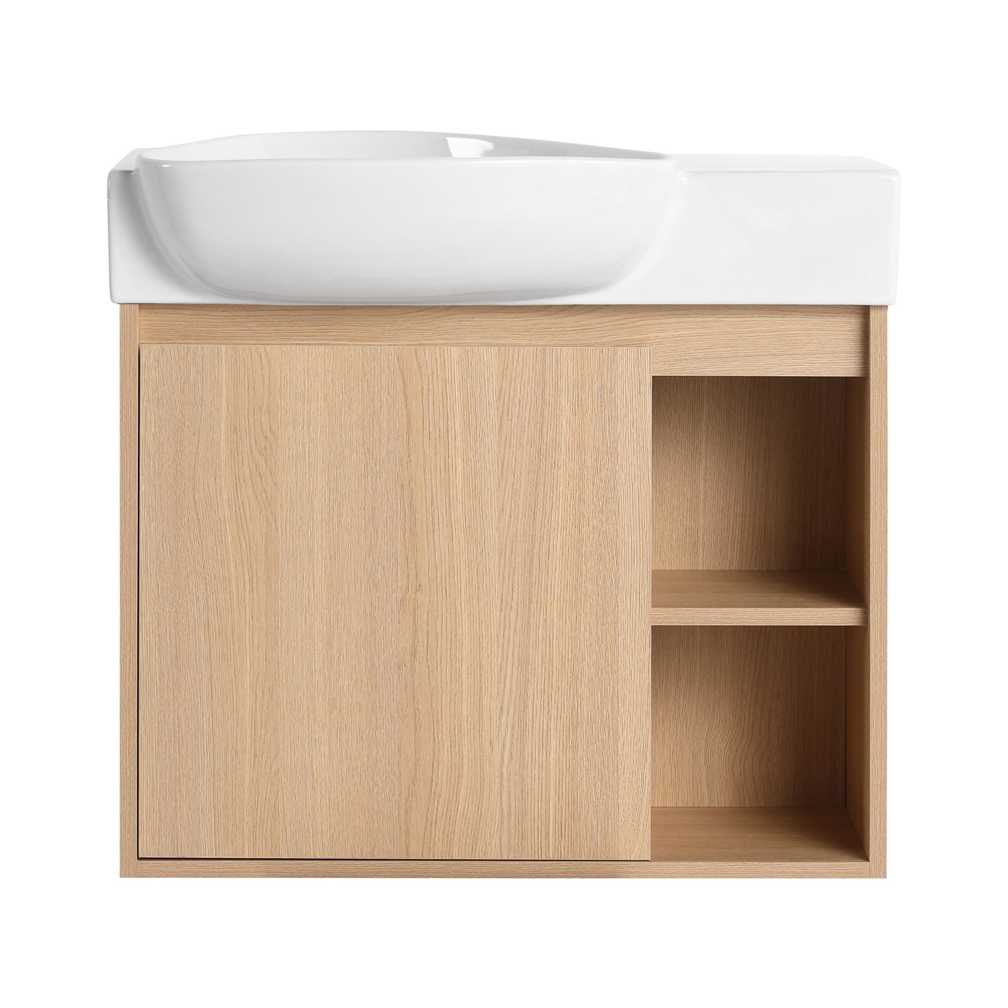 26" Wall Mounted Bathroom Vanity With Sink & Soft Close Door - Oak