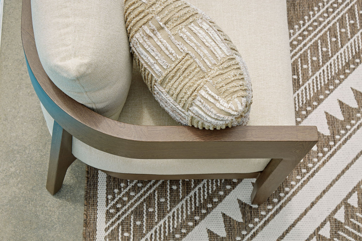 Serene Bay - Loveseat With Cushion - Dark Brown / White