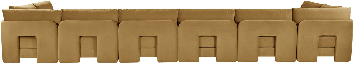 Hammond - Velvet Performance Fabric Upholstered 8 Piece U-Shaped Armless Sectional - Beige