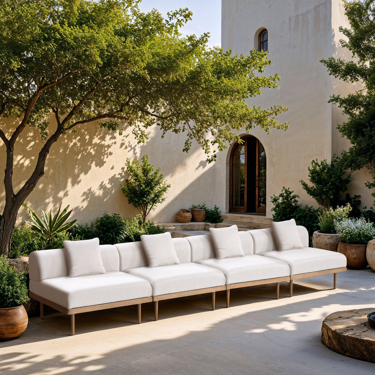 Laguna - 4 Piece 142" Upholstered Outdoor Patio Modular Armless Sofa